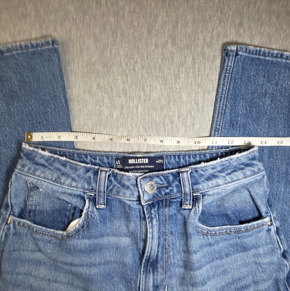 Hollister 90s Ultra High Rise Blue Denim Jeans And Mom Shorts Bundle Size 27 - Picture 10 of 10